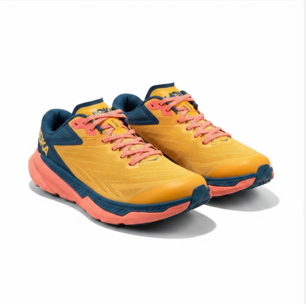 HOKA One One Zinal Trail Running Shoe Sneaker Women 10B Orange Mesh Everyday